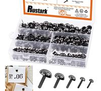 Rustark 500PCS 5 Sizes Black Paper Fasteners Round Brads Fasteners Assortment Kit Mushroom Head Paper Fasteners Brass Metal Brads Scrapbooking Decorative Paper Crafts School DIY Art Project Supplies