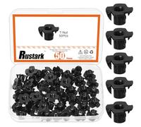 Rustark 50Pcs M6x10mm Black Zinc Four-jaw Tee Nuts Assortment Kit Metric T Nut 4 Pronged Tee Blind Nuts Threaded Insert for Wood Furniture Rock Climbing Holds Cabinetry