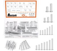 Rustark 51Pcs 18 Sizes M5 M6 M8 M10 M12 Flat Head Single Hole Clevis Pins Assortment Kit Flat Head Fastener Pins T Shape Round Pin Link Hinge Pin Single Hole Clevis Pin for Auto