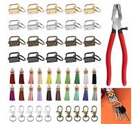 Rustark 51Pcs 4 Colors Key Fob Hardware Kit with Glass Running Pliers, Tassels Keychain Rings Hardware Accessories for Key Chain Making DIY Crafts