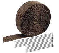 Rustark 5cmx15m/2Inchx50Feet Titanium Exhaust Heat Wrap Roll with 16Pcs 2 Sizes 304 Stainless Steel Locking Ties Assortment Kit Fiberglass Heat Shield Tape for Motorcycle Automotive Universal Vehicle