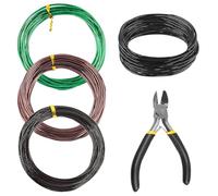 Rustark 5Pcs 3 Colors Bonsai Training Wire with Wire Cutter Kit, Anodized Aluminum Bonsai Wire Tools for Holding Bonsai Plant Branches Small Trunks - 164 Feet 1.0MM 1.5MM 2.0MM 3.0MM