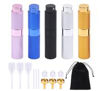 Rustark 5Pcs 8ml Travel Perfume Atomizer Sprayer 5 Colors Twist Type Pocket Cologne Sprayer Mini Refillable Spray Bottle Perfume Dispenser Travel Size Fragrance Sprayer for Perfume Liquid Dispenser
