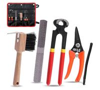 Rustark 5Pcs Professional Farrier Tools Kit with Roll Pack Hoof Trimming Tools Set Includes Hoof Nipper, Hoof Trimming Shears, Hoof Rasp, Hoof Cutter for Horse