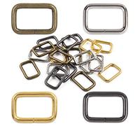 Rustark 60 Pcs 1 inch/25mm Metal Rectangle Ring Assorted 4 Color Strong Bag Purse Snap Hook Loop Webbing Belts Buckle for Belt Bags DIY Accessories Macrame(Silver, Gold,Black, Gunmetal)…