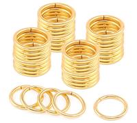 Rustark 60 Pcs 16mm Gold Heavy Duty Metal O Ring, 3mm Thick Webbing Buckle Loop Ring, Multi-Purpose Clasps Buckles Round Rings for Craft DIY Accessories (16mm)