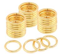 Rustark 60 Pcs 20mm Gold Multi-Purpose Metal O Ring, Pleated Webbing Claps Buckles, Heavy Duty Purse Round Ring for Craft DIY Accessories (20mm)
