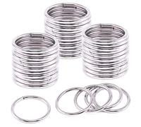 Rustark 60 Pcs 32mm Metal Silver Purse O Rings, Multi-Purpose Clasp Buckle, Round Belt Ring, Heavy Duty Handbag Hardware Ring for Craft DIY Accessories (32mm)
