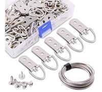 Rustark 60-Pcs Heavy Duty D Ring Picture Hangers Double Hole with Screws for Home Decoration Picture Hanging Solutions.