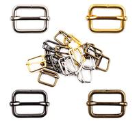 Rustark 60 Pcs Metal Rectangle Triglides Slides Buckle Kit- 4 Colors 1 Inch/ 25mm Adjustable Roller Pin Buckles Slider Adjuster Webbing Belts Buckle for Hardware Bags Ring Leather Crafting…