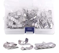 Rustark 60 Pieces Stainless Steel Cable Clips kit with 34 mm 23mm 14mm Wiring Frame Clip PV Module Wire Management for Solar Application Trailer Boat Auto
