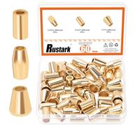 Rustark 60Pcs 3 Styles Gold Bell End Stoppers Cord Rope Fastener Ends Rope End Stoppers Cord Lock Stopper Detachable Cap Cord Locks Stop End for Bag Clothes Backpack