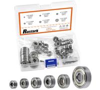 Rustark 60Pcs 6 Sizes Carbon Steel Ball Bearing Deep Groove Ball Bearing Double Shielded Bearings for Furniture Wheels Skateboards Scooters