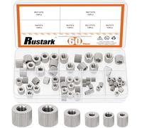 Rustark 60Pcs 6 Sizes Carbon Steel Knurled Thumb Nuts Assortment Kit Female Thread Knurled Nuts Hand Tighten Knob Fasteners Screw Cap for Mechanical Equipment Furniture