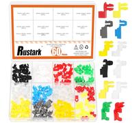 Rustark 60Pcs Car Door Lock Rod Clips Assortment Kit Left and Right Lock Rod Retainer Clips Latch Locking Push Clip Tailgate Handle Rod Clip for Most Cars