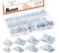 Rustark 60Pcs M4 M5 M6 M8 Auto Car U-Clip U Nut Assortment Kit Blue White Zinc U Style Clip-on Nuts U Nuts Clip U-Shaped Nut for Dash Door Panel Interior Cars Motorcycle