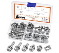 Rustark 60Pcs M6x10/12/16/18/20mm 304 Stainless Steel Motorcycle Battery Terminal Bolts Assortment Kit, ATV Battery Terminal Bolt and Nuts with Square Nuts for ATV and Motorcycle Battery Terminals