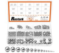 Rustark 620Pcs Metric 16 Sizes Precision Bearing Steel Bicycle Bearing Ball Assortment Kit-1mm 2mm 2.5mm 3mm 3.5mm 4mm 4.5mm 5mm 5.5mm 6mm 7mm 8mm 9mm 10mm 11mm 12mm