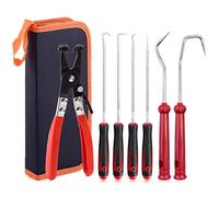 Rustark 7 Pcs Hose Clamp Pliers Set Including Flat-Band Hose Clamps Pliers and 6 Pcs Hose Removal Hooks, Auto Repair Tool, Perfect for Hose Removal and Installations of Low Radiators