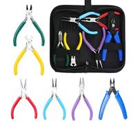 Rustark 7Pcs Jewelry Pliers Set Includes Long Nose Pliers, Diagonal Wire Cutter, Round Nose Bent Nose Pliers, End Cutting Pliers, Bead Crimping Pliers with Storage Bag for Jewelry Making