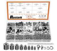 Rustark 840Pcs 8 Sizes Gun Black Tassel Cord End Cap Assortment Kit with Lobster Claw Clasps Jump Ring Extension Chains Leather Ends Caps Glue in Barrel End Caps for DIY Crafts Jewelry Making