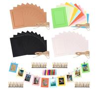 Rustark 84Pcs Multi-Color 6.1x4.5Inch/15.5x11.5CM Paper Picture Frames with Wood Clips and Jute Twine for Wall Decor Craft