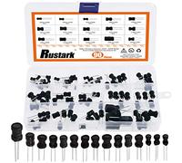 Rustark 90Pcs Choke Coils Inductors Assortment Kit 15 Values 1uH to 220uH 1mH to 20mH Dip Radial Power Inductors Assortment High Self-Resonance Frequency