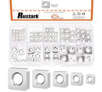 Rustark 90Pcs M3 M4 M5 M6 M8 304 Stainless Steel Square Nuts Assortment Kit, Metric Coarse Thread Machine Square Nuts for Mechanical Electronic Equipment
