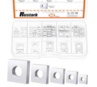 Rustark 90Pcs M3 M4 M5 M6 M8 Square Nuts Assortment Kit, White Zinc Plated Metric Coarse Thread Machine Square Nuts for Mechanical Electronic Equipment