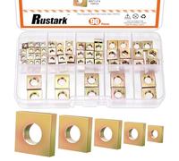 Rustark 90Pcs M3 M4 M5 M6 M8 Square Nuts Assortment Kit Yellow Zinc Plated Metric Coarse Thread Machine Square Nuts for Mechanical Electronic Equipment
