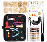 Rustark 948Pcs Wire Wrapping Jewelry Making Supplies Kit with Ring Sizer Measuring Tools, Jewelry Pliers, Jewelry Wires, Jewelry Findings Accessories with Storage Bag for Jewelry Making Rings Repair