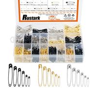 Rustark 960Pcs Safety Pins Assorted 6 Sizes Variety Pack Large and Small Metal Safety Pin Gold Silver Black for Clothing Art Crafts Sewing Quilting Jewelry Making