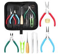Rustark 9Pcs Jewelry Pliers Set, Long Nose Pliers, Diagonal Wire Cutter, Round Nose Bent Nose Pliers, End Cutting Pliers, Bail Making Pliers, Bead Crimping Pliers, Split Ring Plier for Jewelry Making