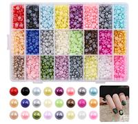 Rustark Flat Back Pearl Cabochons Size Assortment Set Flatback Faux Pearl Loosing Beads, Colorful Half Round Pearls for DIY Projects, Phone Case, Nail Art Making,Scrapbooking