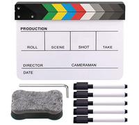 Rustark Movie Film Clap Board, Acrylic 10"x12" Acrylic Dry Erase Director Clapboard, Professional Photography Studio Video TV Cut Action Scene Clapper Board with 5 Pcs Erasable Pen