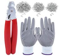 Rustark Straight Hog Ring Pliers Set with 360 Pcs Galvanized Hog Rings, 3/8", 3/4", 1/2" Hog Ring Upholstery Installation Kit for Fencing,Bagging, Railing, Sausage Casing, Meat Bags, Shock Cords