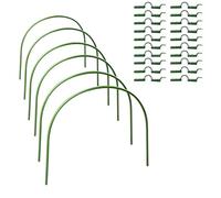RustFree Greenhouse Hoops - 4 ft Steel Plant Support for Raised Beds Garden Tunnels Netting & Row Covers Includes 6 Hoops & 20 Clips for Easy DIY Setup