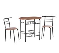 Rustic 2-Seater Bar Stool Set w/ Bottle Shelf - Durable Wood & Metal Constructio