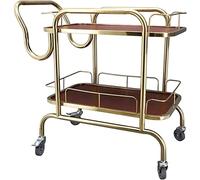 Rustic 2-Tier Bar Cart Solid Wood Kitchen Trolley with Metal Wine Rack Rolling Beverage Cart for Stylish Dining Room & Kitchen Storage Modern Serving Cart