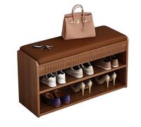 Rustic 3-Tier Shoe Storage Bench with Side Holder Narrow Entryway Seating for Indoor Use Perfect for Living Room Dining Room Hallway (Brown 80 * 24 * 42cm)