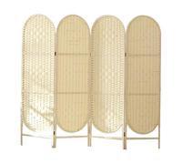 Rustic 4-Panel Solid Wood Foldable Room Divider - Minimalist Cream Living Room Partition Screen, Stylish Country Style Folding Privacy Divider (180x50cm)