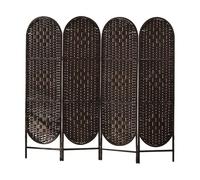 Rustic 4-Panel Solid Wood Folding Room Divider - Minimalist Black Partition Screen for Living Room, Stylish Country Style Wall Dividers (180x50cm)