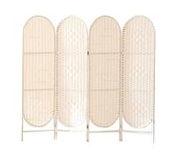 Rustic 4-Panel Solid Wood Room Divider - Foldable Minimalist Screen for Living Room, White Partition, Stylish Country Style Decorative Folding Divider (170x40cm)