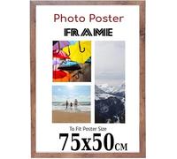 Rustic 75x 50 cm Poster Frames - 75 x 50 cm Frame- Large MDF Wooden Frames 75x50cm - Both Ways Wall Hanging Wall Gallery Living Room Poster Picture Frame With Styrene Shatterproof Perspex Sheets