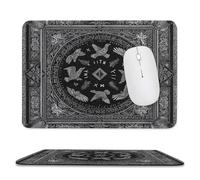 Rustic Abstract Norse Viking Non-Slip Mousepad,Vintage Mid Century Mythology Mystical Ancient Vikings Symbol Bird with Most Types of Mouse,Stitched Edges for Decoration 20x24 cm