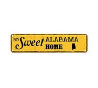 Rustic Alabama Metal Signs My Sweet Home Alabama Street Signs Customized Vintage America State Home Metal Wall Art Wall Decor for Home Man Cave Gate Garden Bars Cafes Indoor/Outdoor Decor 12x3in