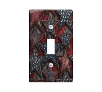 Rustic American Stars Light Switch Cover Plates/Outlet Covers, Patriotic Red Blue for Wall Decor, Durable Thermoplastic Wall Plates, Standard Size Single Toggle