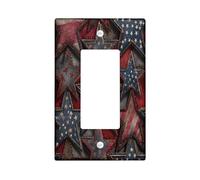 Rustic American Stars Light Switch Cover Plates/Outlet Covers, Patriotic Red Blue for Wall Decor, Durable Thermoplastic Wall Plates, Standard Size Single Rocker
