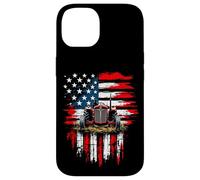 Rustic American Tractor Flag Case for iPhone 14