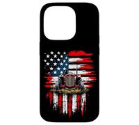 Rustic American Tractor Flag Case for iPhone 14 Pro